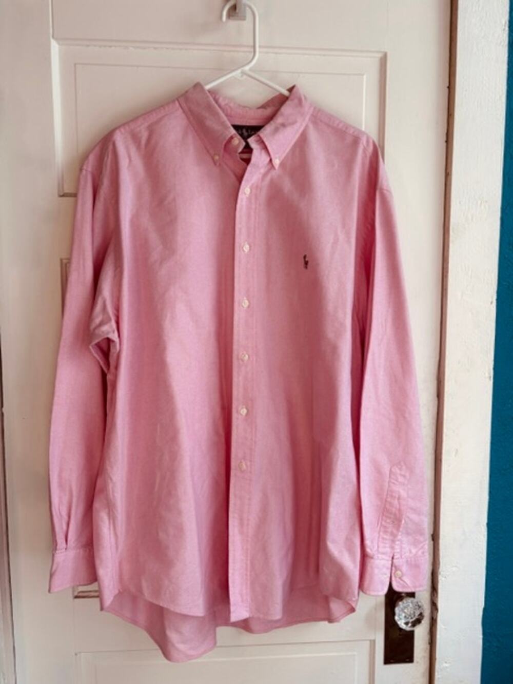 Vintage Polo Ralph Lauren Yarmouth Pink Oxford Shirt 17.5 35 Multicolor Pony